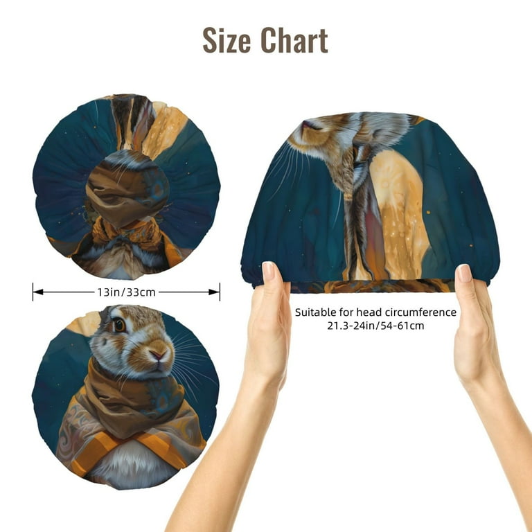 Zeuib Moon Night Sky Cute Rabbit Satin Sleep Cap for Women Zeuib Moon Night Sky Cute Rabbit Satin Sleep Cap for Women