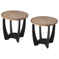 thumbnail image 1 of COZAYH Rustic Farmhouse Round End Table, Storage Shelf for Living Room, Set of 2, 1 of 12