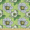 thumbnail image 2 of Flower Fabric by the Yard, Burgeoning Floral Pattern with Cartoonish Design Pastel Tone Petals, Upholstery Fabric for Dining Chairs Home Decor Accents, Pale Green Multicolor by Ambesonne, 2 of 5