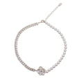 thumbnail image 1 of Collar para mujer, joyería para mujer, collar de perlas con flor de diamante brillante, collar de camelia con perla, collar de cadena de clavícula para mujer, 1 of 3