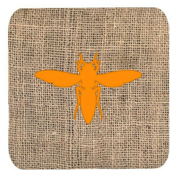 Yellow Jacket Burlap And Orange Foam Coasters - Set 4, 3.5 x 3.5 In.