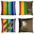 thumbnail image 1 of ABPHQTO Funda de almohada de lentejuelas de sirena reversible con rayas de arcoíris de colores abstractos, funda de cojín para decoración del hogar, 40x40 cm ABPHQTO FishPillow-SL-59-16x16, 1 of 2