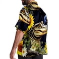 thumbnail image 3 of Crocodile Starry Sky Sunflower Men's Short Sleeve Spread Collar Poplin Button Down Casual Printed Summer Beach Unisex Shirts, 3 of 6