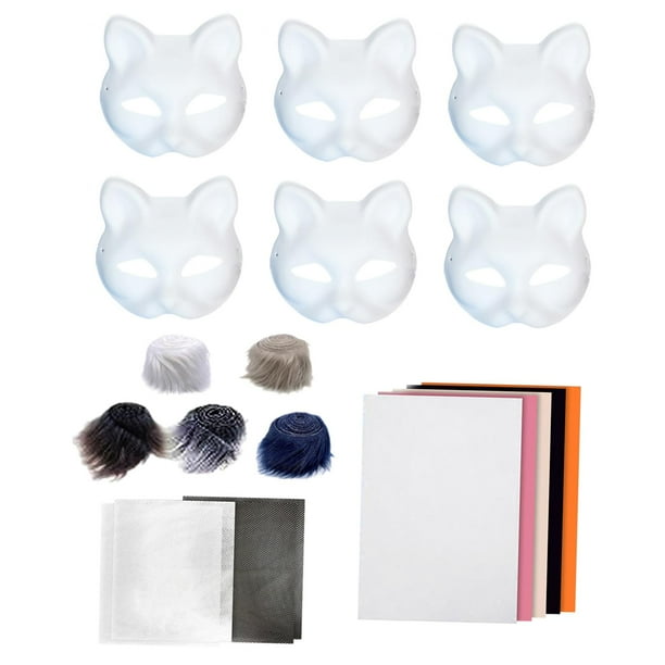 Kit de 6 máscaras de gato, máscaras de papel , manualidades, máscara de gato en , máscara de animal para fiesta de disfraces, fiesta de