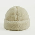 thumbnail image 5 of CoCopeaunts Winter Warm Brimless Melon Cap Women Hip Hop Beanie Artificial Lamb Wool Hat Women Skullcap Cuff Docker Fisherman Beanies Hats, 5 of 6