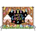 thumbnail image 4 of 7×5FT Spring Easter Backdrop Easter Bunny Backdrop Glitter Bunny Rabbit Colorful Eggs Floral Decorations Wooden Wall Photo Background, 4 of 6