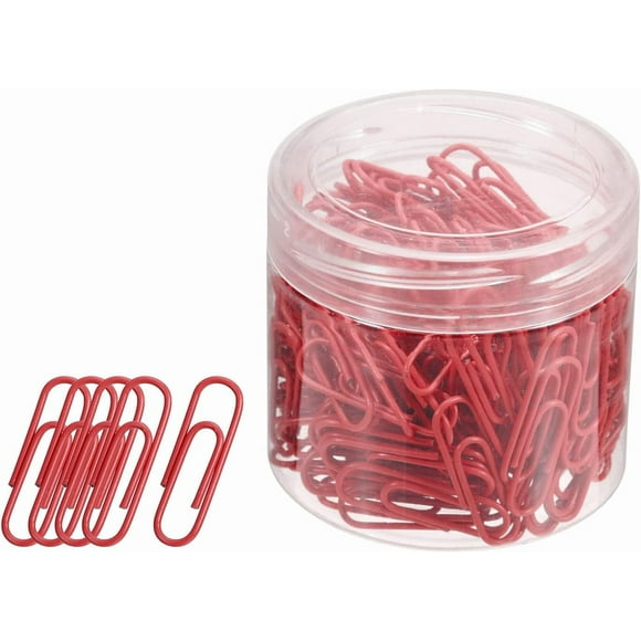 ZOUSSIQI 200 Pcs Trombones, Trombones de Bureau Surface Lisse avec Boîte / Garder le Bureau Propre, Idéal pour le Bureau, l'Art, la Maison, Usage Quotidien (Rouge, 1.1-Inch) CA919-88337