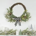 thumbnail image 2 of Northlight Plaid Bow and Winter Foliage Artificial Christmas Twig Wreath - 23-inch, Unlit, 2 of 5