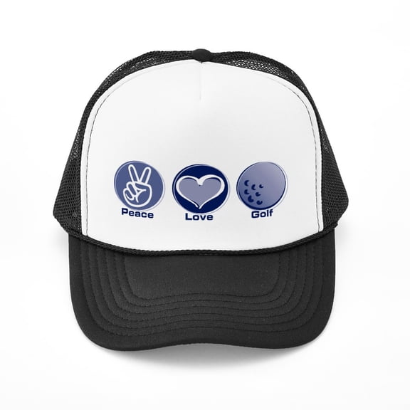 CafePress - Peace Love Golf - Adjustable Unisex Printed Trucker Hat with Mesh Back