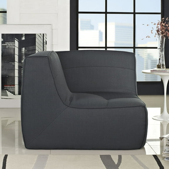 Modway Align Upholstered Fabric Corner Sofa in Charcoal