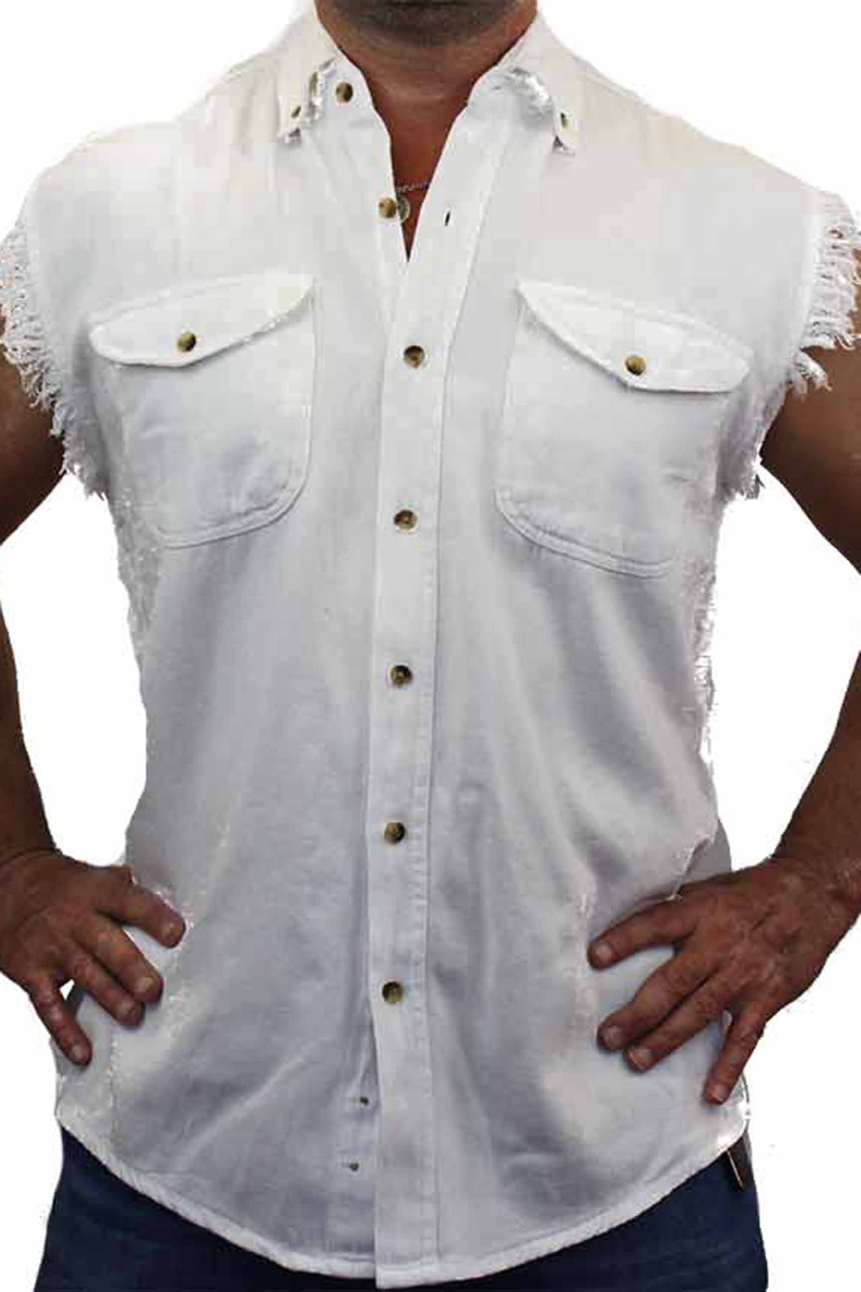 Men/'s Sleeveless Denim Shirt USA Flag Skull Live Free or Die Biker