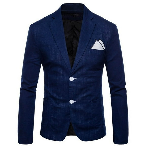 KaLI_store Mens Sports Blazer Mens Blazer Slim Fit Sport Coats for Daily Business and Party Blue,L