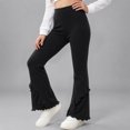 thumbnail image 2 of XIYON Girls Pants Solid Color Ruffled Flare Pants Kids Comfortable Trousers for Play and Everyday Wear, 2 of 6