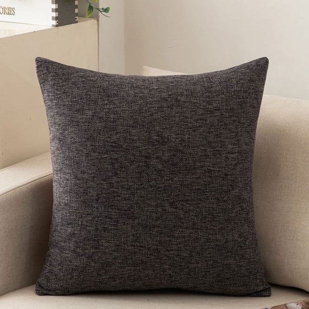 Nvzi Funda de almohada de lino y algodón de color sólido de 3 piezas, funda de almohada simple de color puro, con cualquier cama es brillante 19,69 x 19,69 pulgadas (gris oscuro)
