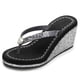 thumbnail image 1 of Womens Wedge Platform Flip Flop Open Toe High Heel Flipflops Non-Slip Soft Rhinestones Glitter Gem, 1 of 5