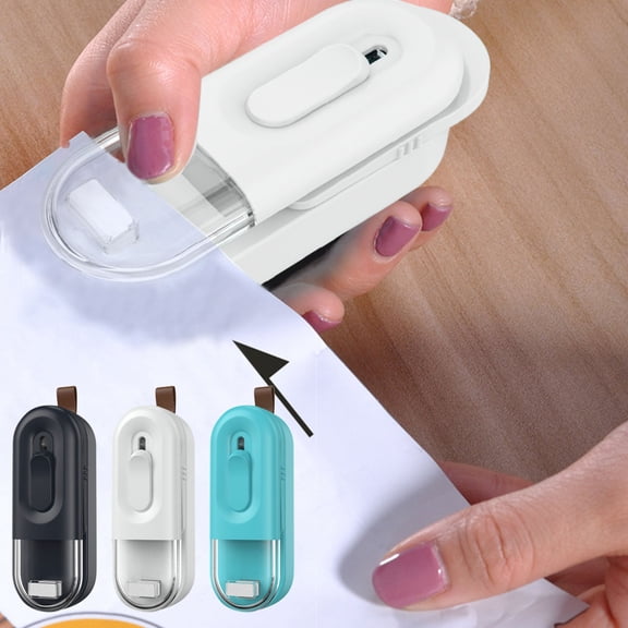 Mini Bag Sealer | Heat Sealer Cutter | USB Rechargeable Portable Vacuum Sealing Machine, Magnetic Design, Freshness Preserver for Food Storage Bags | White