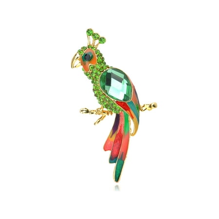 - Peridot Green Crystal Rhinestone Beaded Parrot Bird Costumer Jewelry Brooch Pin