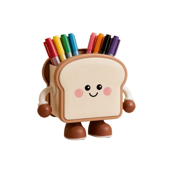 Toast Bread Pen Holder, Cute Large Capacity Pencil Cup, Funny Desk Organizer for Office, Makeup Brushes and Home
