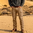 thumbnail image 2 of Busydd Cargo Pants for Men Solid Color Multi Pocket Work Trousers Outdoor Straight Leg Hiking Pants S, 2 of 6