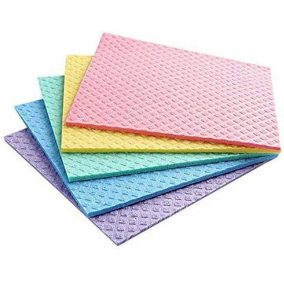 Reusable Cleaning Cellulose Sponge Cloths Absorbent Wipes Clean Kitchen Car Dish Eco-Friendly Dishcloth Hand Towel Auto - 1pack (5pcs)