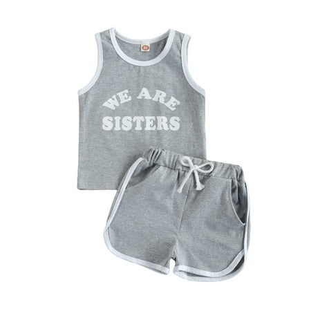 

One opening Toddler Girls Letter Vest + Short Pant Casual Clothes Sets