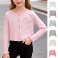 thumbnail image 6 of Ribbed Knit Cropped Cardigan For Girls Button Down Long Sleeve Crop Blouse Casual Lightweight Cute Bow Knot Outerwear Tops, 6 of 6