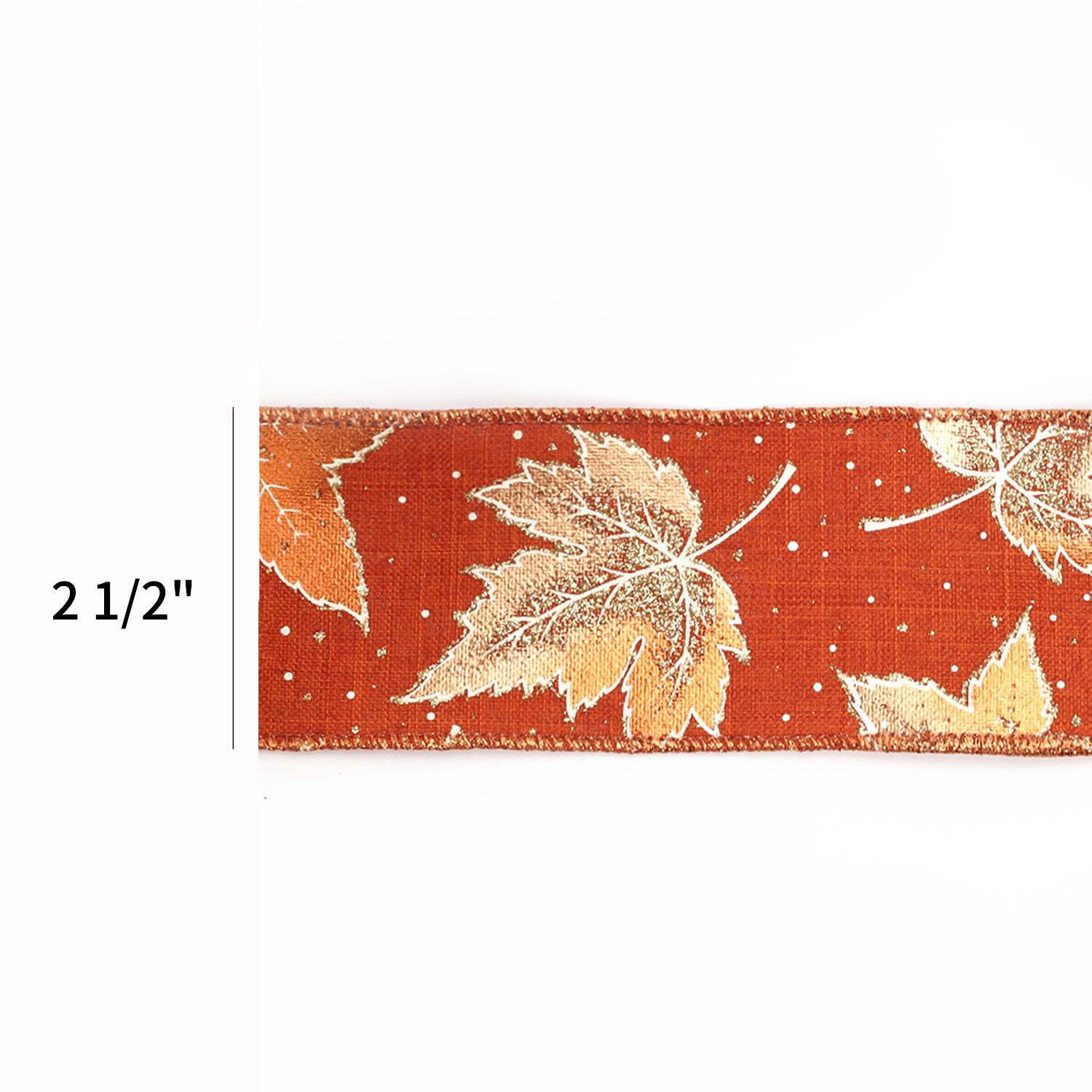LaRibbons 2 1/2" Wired Ribbon | "Metallic Leaf" Rust/Copper/Gold | 10 Yard Roll