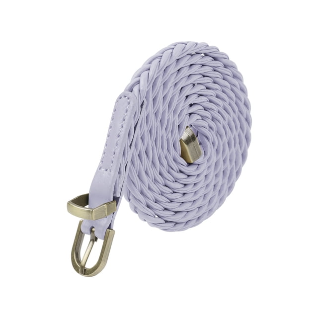 Cinturón delgado trenzado para mujer, cordón de cintura, decoración retro casual para vestidos, camisetas, cinturones pequeños 39.0x0.3" púrpura