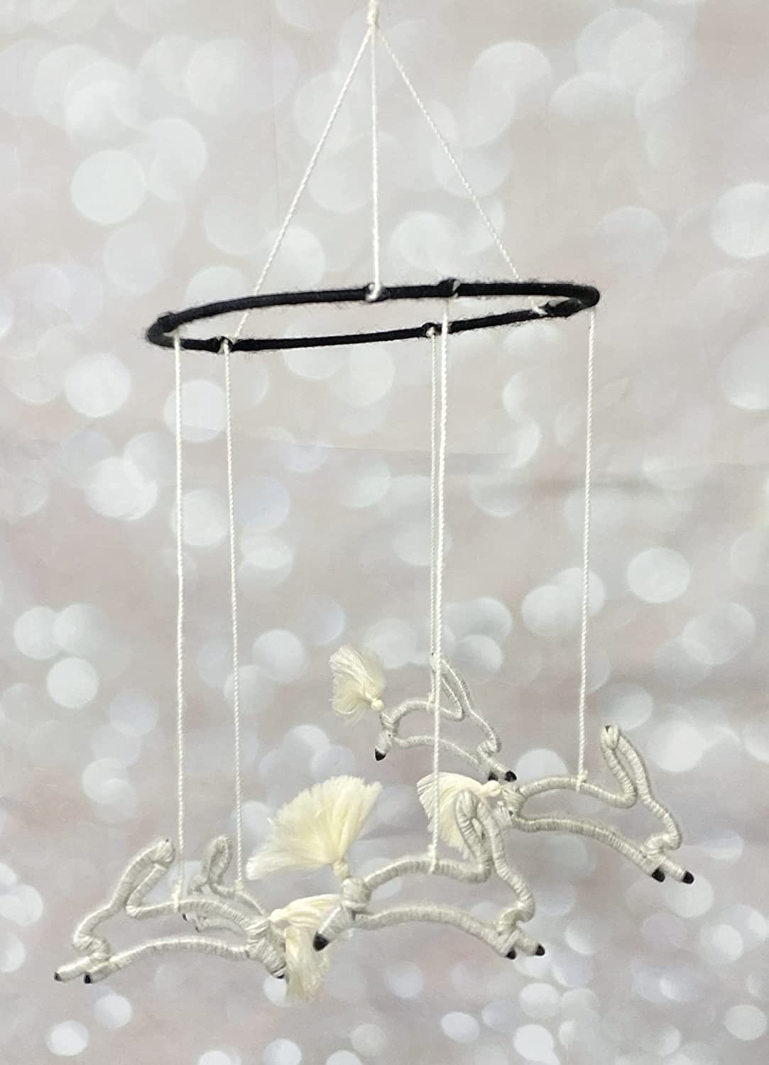 Bunny Rabbit Nursery Mobile for Baby's Room Decoration, Black and White Décor