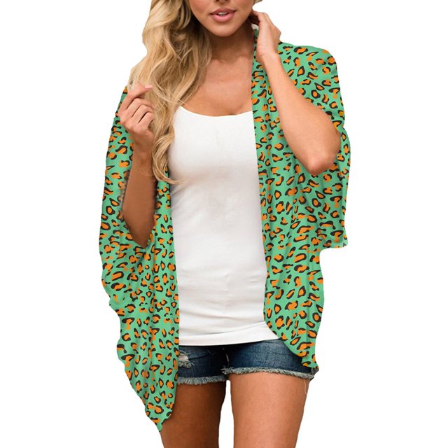 Maillot de Bain Imprimé pour Femmes en Chiffon Décontracté Cardigan Ample devant