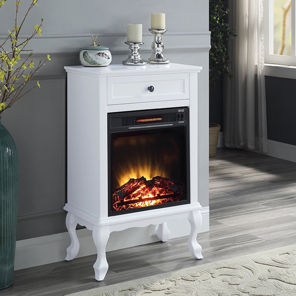 Gplesas Rectangular Cabinet Infrared Industrial Fireplaces LED Flames  Electric Heater Fake Wood Living Room Bedroom White - Walmart.com