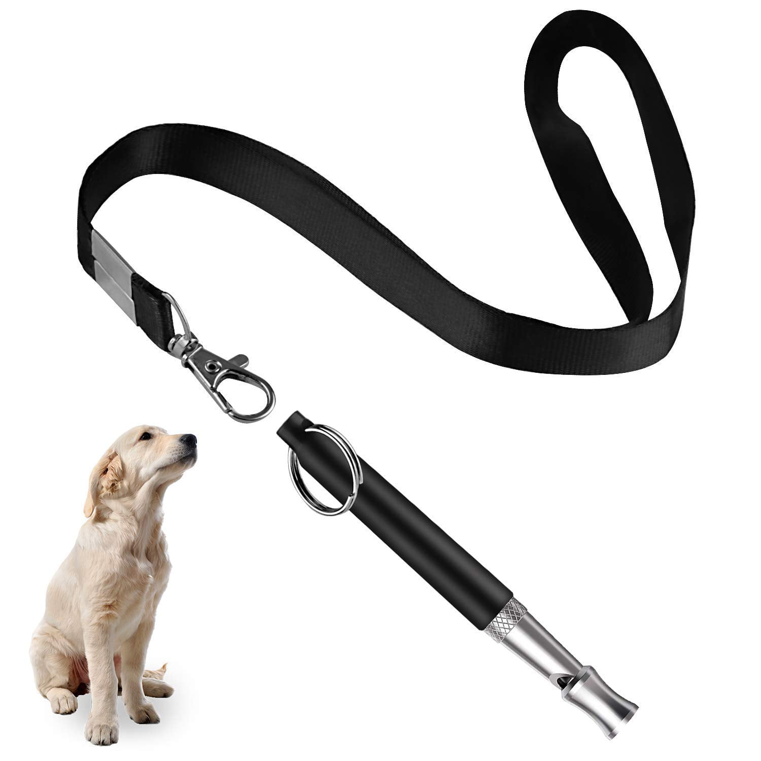 2 Pack Dog Whistle Adjustable Pitch Ultrasonic Dog Whistles Training for Dog to Stop Barking Recall Professional Silent Dog Whistle Training Barking Control Devices for Dog,with Black Strap Lanyard 
