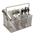 thumbnail image 3 of Mind Reader Utensil Holder, Silverware Organizer, Caddy, Metal, 7"L x 7"W x 5"H, Silver, 3 of 6