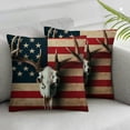 thumbnail image 3 of nygtbtfer American Flag Pillow Deer Skull Throw Pillow Cover Leopard Print Decorative Pillow Cover Skeleton Deer Head Wildlife Hunting Cushion Cover White, 3 of 7