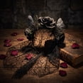 thumbnail image 5 of UNLLLL Halloween Large Rose Headband with Sheer Overlay, Gothic Bride Hair Accessory, Fancy Dress Costume Prop, for Themed Parties and Events (Black), 5 of 7
