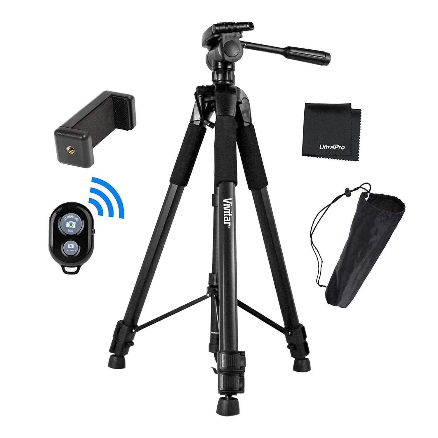 UltraPro 72" Inch Black HeavyDuty Camera Tripod with Universal