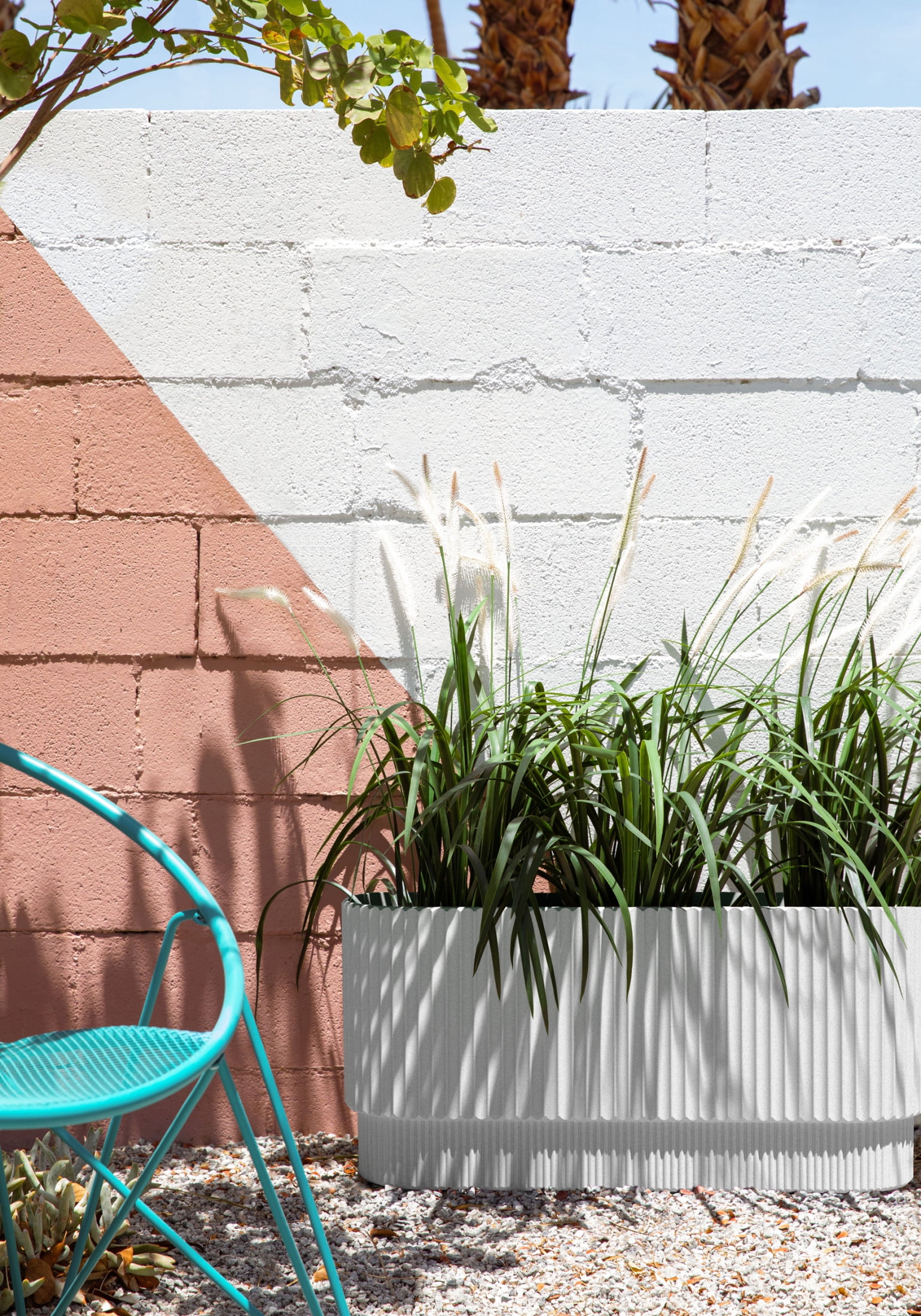 Veradek Demi Series 30" Long Plastic-Stone Planter - White