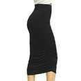 thumbnail image 2 of Made by Johnny Women's Slim fit Bodycon Party Club Night Out Elegant Ruched High Waist Long Pencil Skirt with Side Shirring L BLACK, 2 of 7
