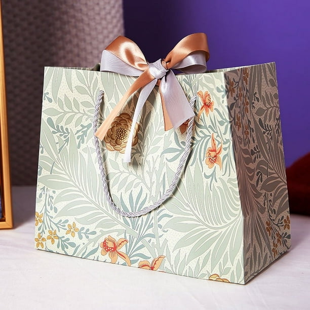 Zhuge Cajas de regalo, bolsas de embalaje, bolsas de embalaje con cinta de lazo y regalos hechos a mano (cinta doble verde + dorada y plateada, grande)
