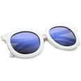 thumbnail image 4 of sunglassLA Unisex Women's Fashion Oversized Flash Mirrored Flat Lens Round Sunglasses (Shiny White-Gold / Blue Mirror) - 65mm, 4 of 4