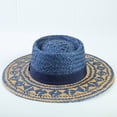 thumbnail image 3 of AJGRHE Classic Panama Sun Hat For Summer Wide Brim Boater Beach Outdoor Travel Blue One Size, 3 of 4