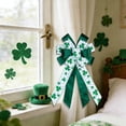 thumbnail image 4 of QuanTara Large St. Patrick's Day Decorative Bow, 19.7"x11.81" Wreath & Tree Topper Ribbon with Shamrock Print for Front Door, Indoor Outdoor Wall, Party Supplies, Green & White Nylon, 4 of 6