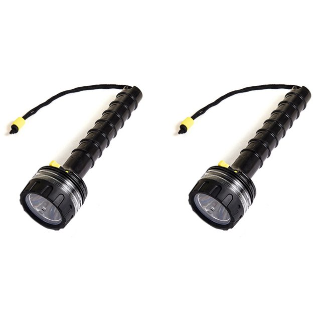 2X Luz de Buceo Profundo Linterna Potente Profesional Luz de Buceo LED Impermeable Subacuática, Negro