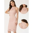 thumbnail image 2 of Vestido de encaje elegante Allegra K Cuello Halter Sin Mangas ajustado Rosa Claro S, 2 of 6