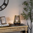 thumbnail image 2 of Northlight Laser-Cut Diamond Pattern Iron Table Lamp with Wood Base  - 11" - Black and Gold, 2 of 6