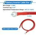thumbnail image 6 of 1 Pc Battery Inverter Cable 5 AWG Gauge 2.5FT 5/16" Lug Battery Cable Universal for Car Vehicle Boat RV Solar Tinned Copper Red, 6 of 7