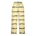 thumbnail image 5 of PWPSG Womens Elastic Waist Striped Printed Split Hem Straight Leg Pants, Smooth Texture Material with Drawstring Casual Slacks Yellow S, 5 of 5