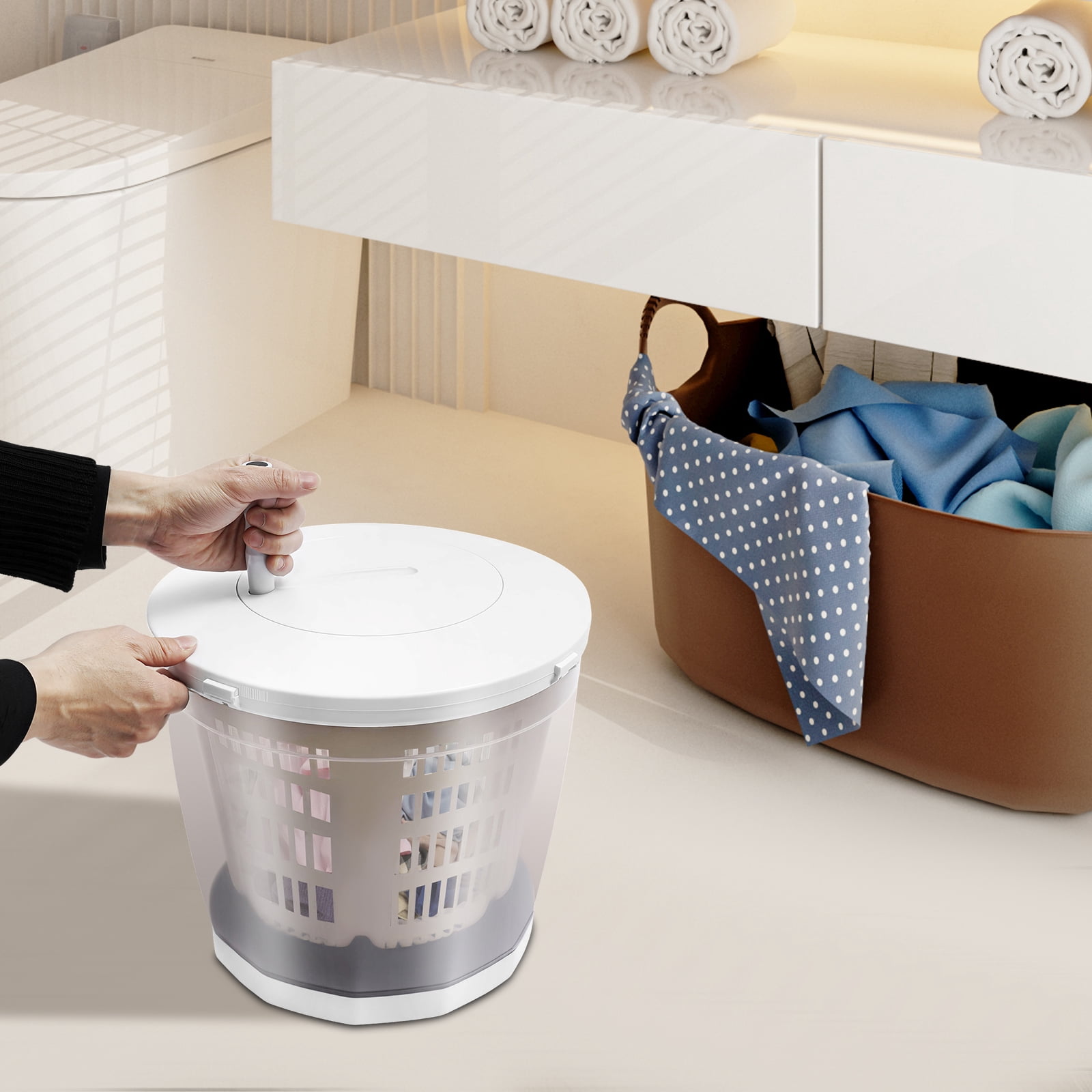 Mini Portable Washing Machine and Dryer,2 in 1 Manual Washing Machine for Clothes Spin Dryer Mini Traveling Outdoor Washing Machine Non-Electric Compact Washer Spin Dryer for RV Travel