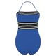 thumbnail image 5 of Gibobby Bañador de una pieza Traje de baño de mujer de color sólido con cintura halter y cinta de color contrastante(Azul,G), 5 of 5