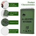 thumbnail image 3 of 3 Pack Waterproof Notebook, All-Weather Notebooks, Pocket Sized Top Spiral Notes, Army Green Police Notepad for Outdoor Home Office School (3x5 Inch), 3 of 7